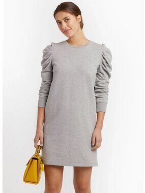 REBECCA MINKOFF Janine Heather Gray Puff Sleeve‎ Sweatshirt Dress XS